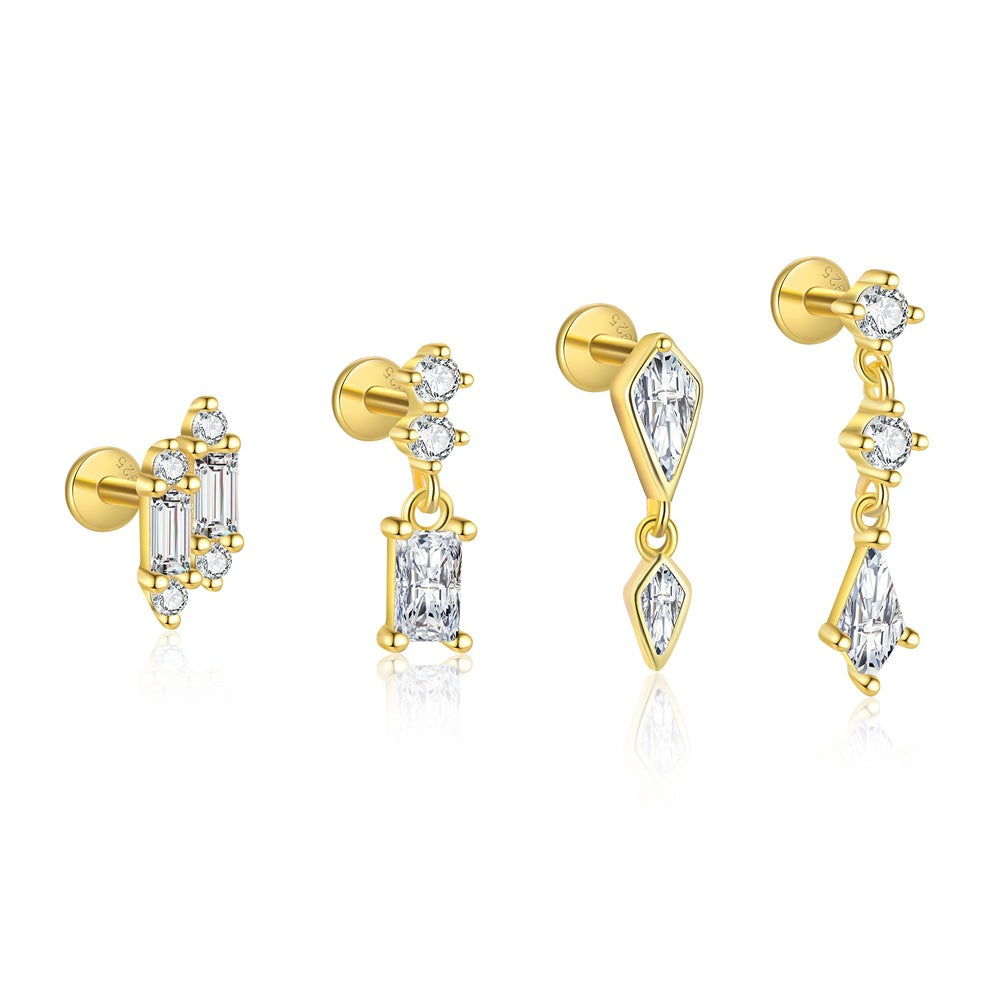 S925 sterling silver stud earrings with cubic zirconia(Single unit)