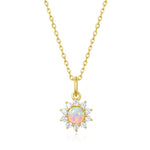 S925 Sterling Silver Sun Zircon Necklace Inlaid with Opal