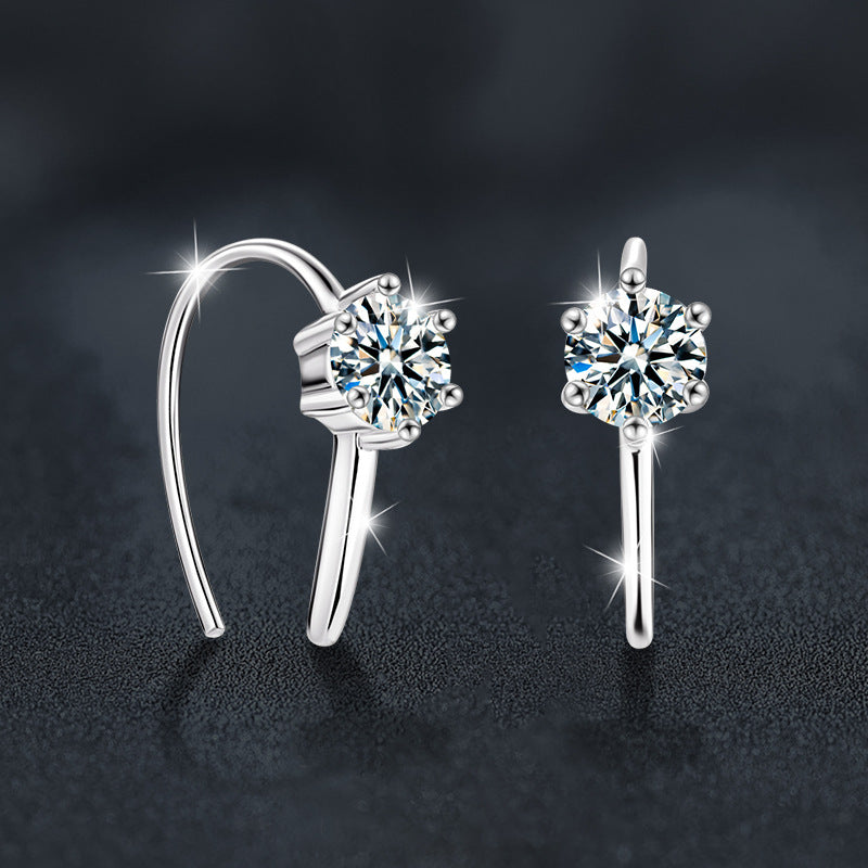 925 Sterling Silver U-Shaped Fashionable and Simple Moissanite Stud Earrings