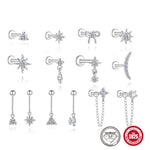 S925 Sterling Silver Bow Moissanite Flat-Back Threaded Cartilage Stud(Single unit)