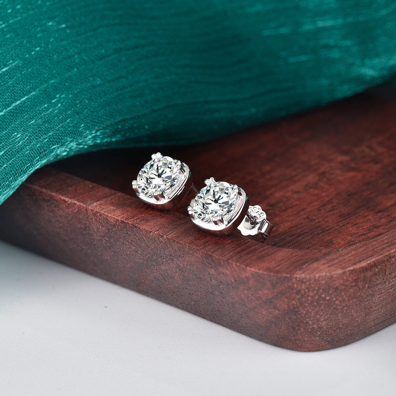 S925 Sterling Silver Moissanite "Little Sugar Cube" Stud Earrings