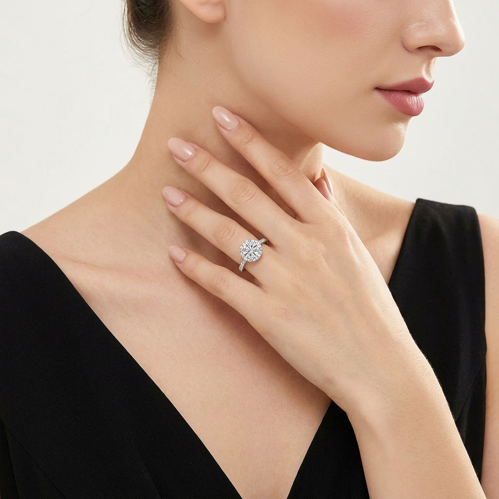S925 Silver Classic Square-Cut Moissanite "Small Sugar Cube" Ring