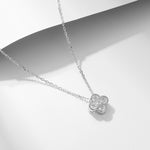 S925 Sterling Silver Zircon Inlaid Four Leaf Clover Necklace