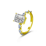 S925 Silver Morganite Rectangular shaped Elegant Shining Ring