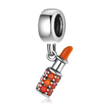 S925 Sterling Silver Orange Lipstick Inlaid Zircon Pendant