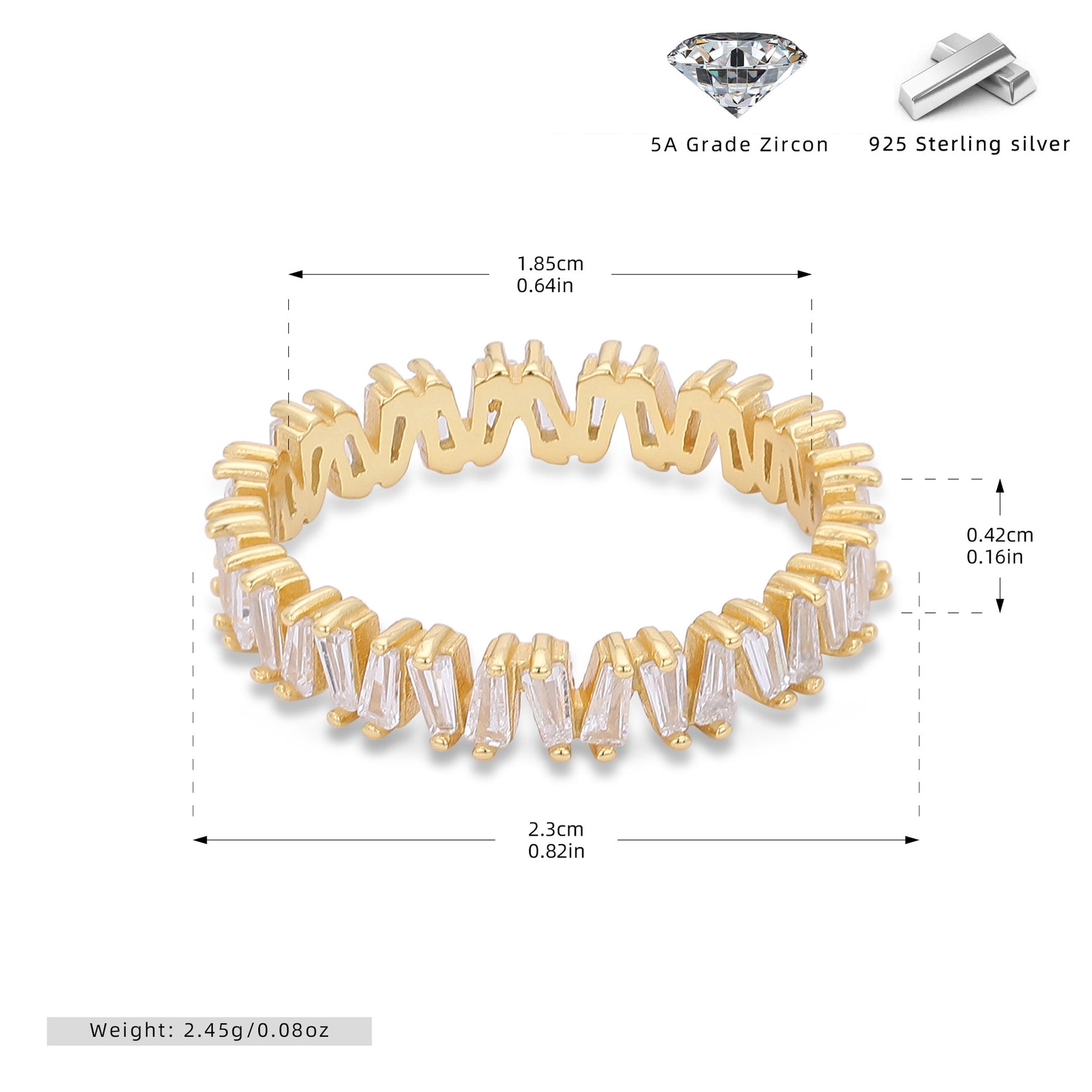 925 Sterling Silver Korean-Style V-Shaped Ring with Inlaid Zirconia