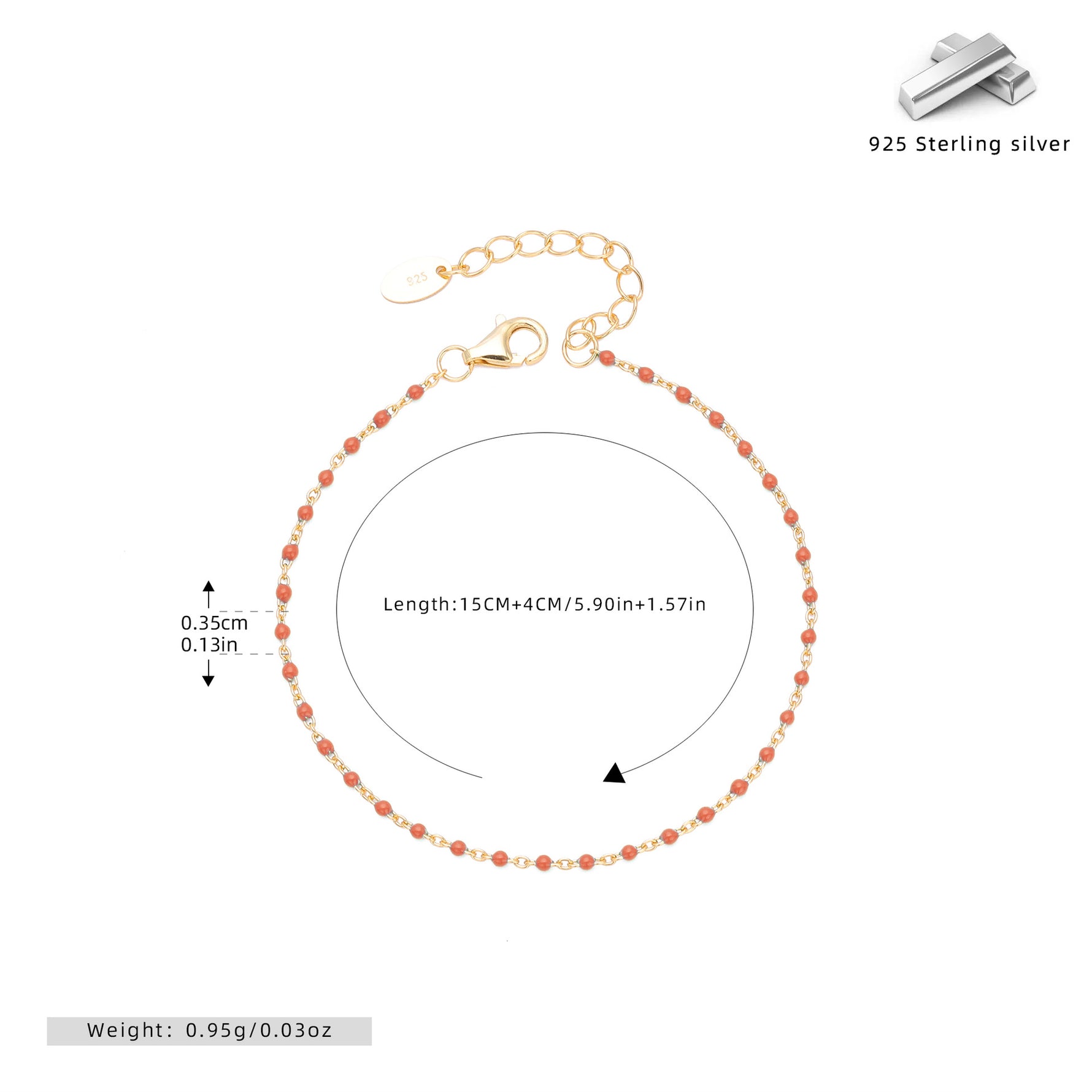 S925 Sterling Silver Bracelet with Colorful Enamel Detail