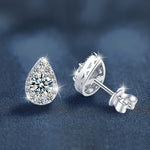925 Sterling Silver Teardrop Moissanite Stud Earrings