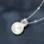 S925 Sterling Silver Moissanite Pearl Necklace