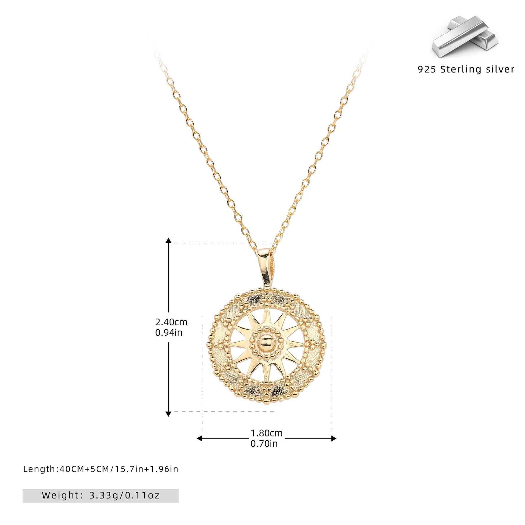 S925 Sterling Silver Creative Hollow Round Pendant Necklace