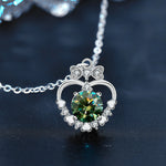 S925 Sterling Silver Moissanite Love Heart Bow Tie Necklace
