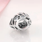 S925 Sterling Silver Hollow Heart Zircon Inlaid Bead Pendant