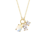 S925 Sterling Silver Moonstone and Zircon Collarbone Necklace