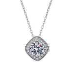 S925 Sterling Silver Moissanite Classic Square Pendant Necklace