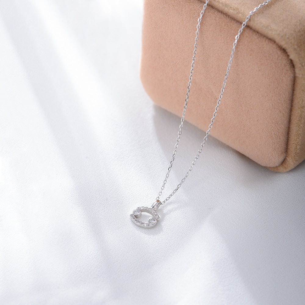 S925 Silver Zircon Inlaid Twelve Constellation Pendant Necklace