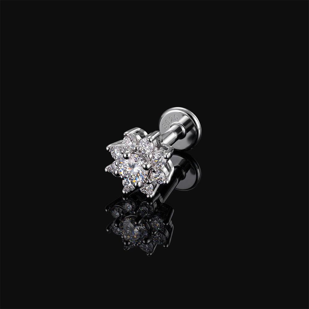Authentic 925 Sterling Silver Geometric Earrings with D-Color Moissanite(Single unit)