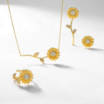 S925 Sterling Silver Sunflower Zircon Inlaid Necklace
