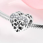 S925 Sterling Silver Hollow Heart Zircon Inlaid Bead Pendant
