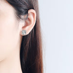 925 Sterling Silver Four-Prong Stud Earrings — Fully Set with Moissanite