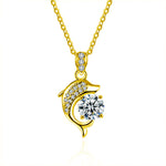S925 Sterling Silver Moissanite Dolphin Simple Pendant Necklace