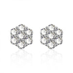 Moissanite Stud Earrings — 925 Sterling Silver, Elegant Petal and Snowflake Design