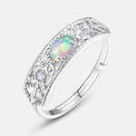 S925 Sterling Silver Synthetic Opal Ring