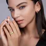 S925 Silver Gold-Plated Moissanite Ring