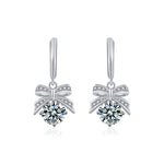 925 Sterling Silver Moissanite Bow Earrings
