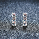 S925 Sterling Silver Moissanite Diamond-Studded Ribbed Earrings