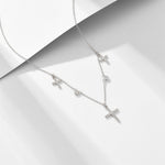 S925 Sterling Silver Zircon Inlaid Cross Necklace