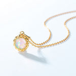 S925 Sterling Silver Gold-Plated Retro Opal Pendant Necklace