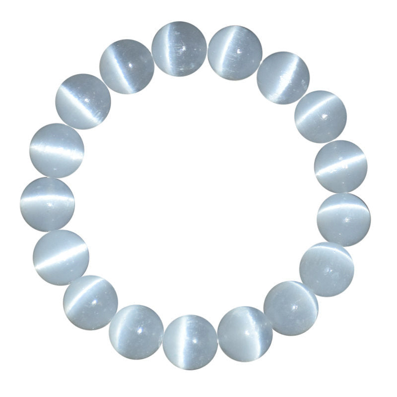 Natural Moroccan Selenite and Cat's Eye Bracelet