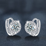 S925 Silver Moissanite Sunflower Earrings