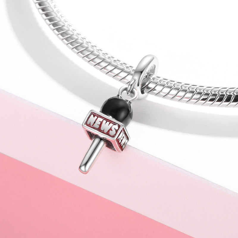 S925 Sterling Silver Microphone Pendant