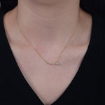 S925 Sterling Silver Simple Zircon Inlaid Pearl Pendant Necklace