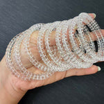 Natural Flawless White Crystal Tablet-Shaped Bead Bracelet