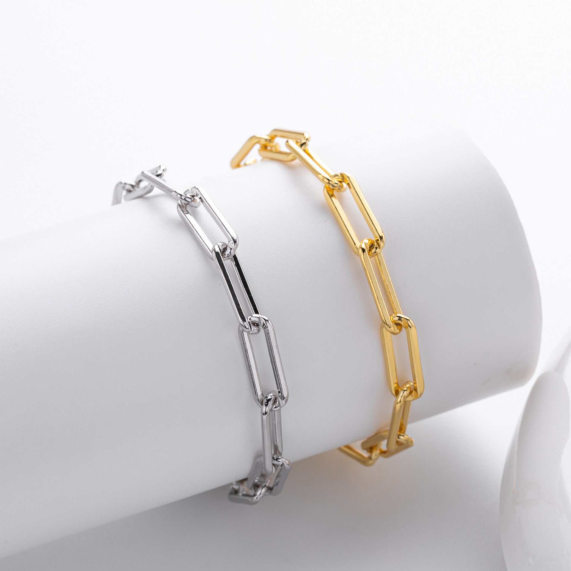 S925 Sterling Silver Openwork Paperclip Chain Bracelet