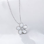 S925 Sterling Silver Zircon Inlaid Little Flower Pendant Necklace