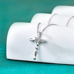 S925 Sterling Silver Moissanite Pendant Cross Necklace