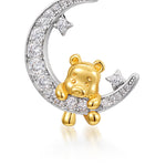 S925 Sterling Silver Cute Bear Zircon Inlaid Pendant Necklace