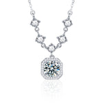 S925 Sterling Silver Moissanite Square Pendant Tassel Necklace