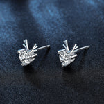 925 Sterling Silver Reindeer Moissanite Christmas Earrings