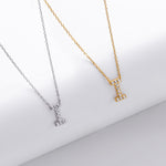 S925 Sterling Silver Simple Zircon Necklace with English Letters