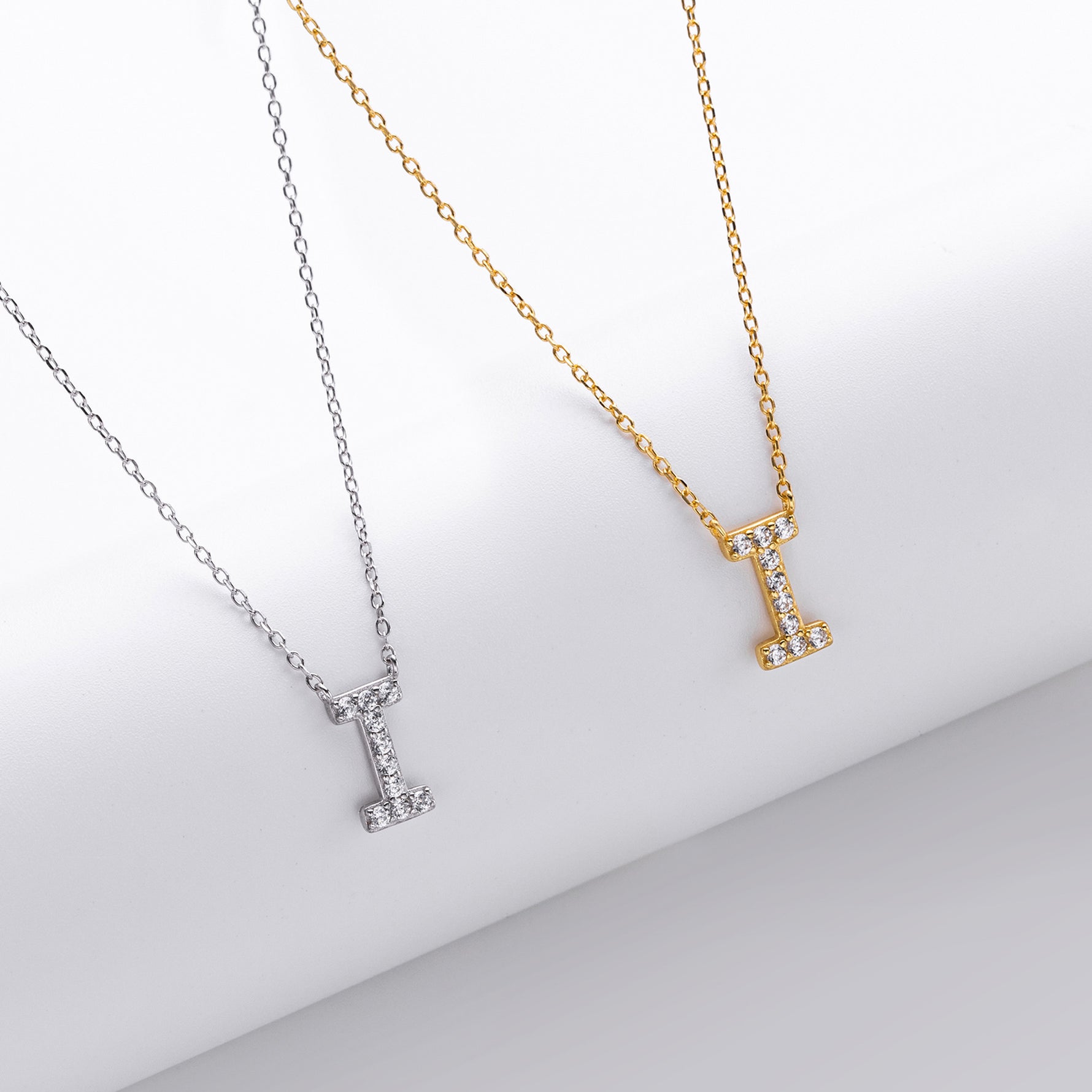 S925 Sterling Silver Simple Zircon Necklace with English Letters
