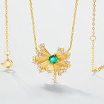 S925 Sterling Silver 10K Gold Emerald Necklace