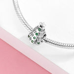 S925 Sterling Silver Christmas Tree Beaded Green Zircon Pendant