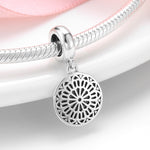 S925 Sterling Silver Embossed Flower Pendant