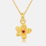 S925 Sterling Silver Gold-Plated Vintage Garnet Flower Pendant Necklace