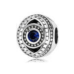 S925 Sterling Silver Devil's Eye Beaded Sapphire Zircon Pendant
