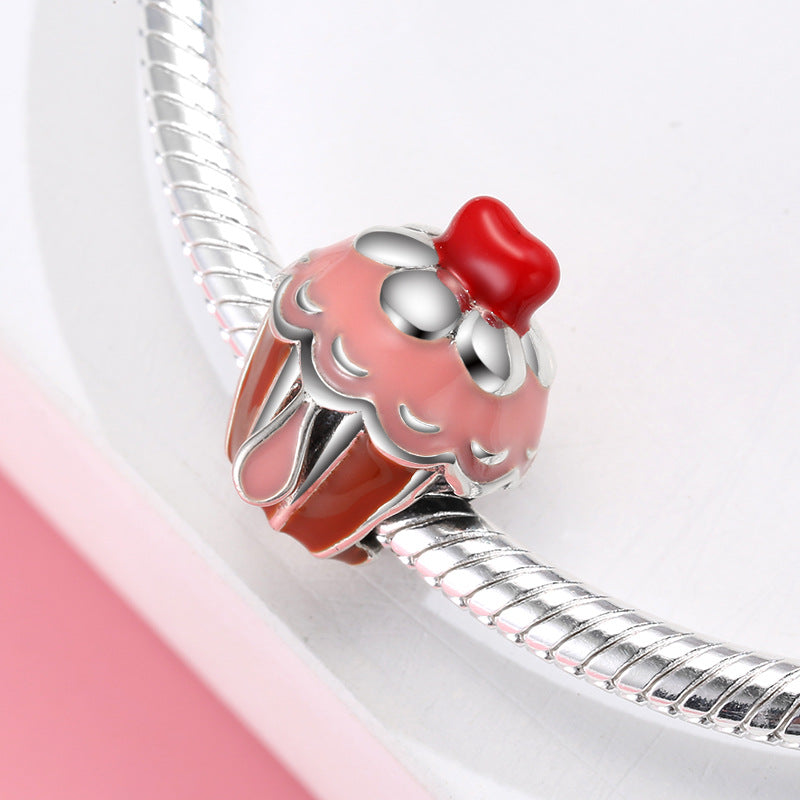 S925 Sterling Silver Cake Bead Pendant